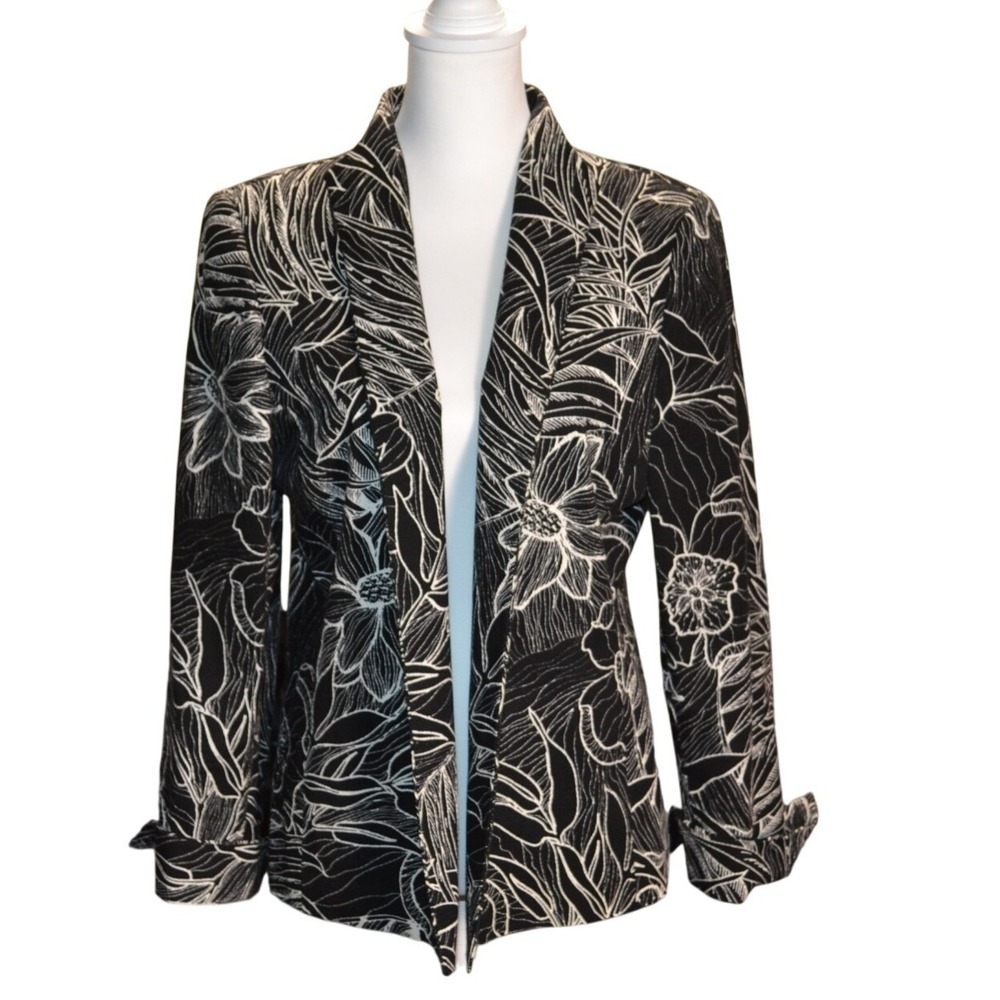 Austin Reed Floral Print Open Front Everyday Travel Casual Work Blazer Jacket